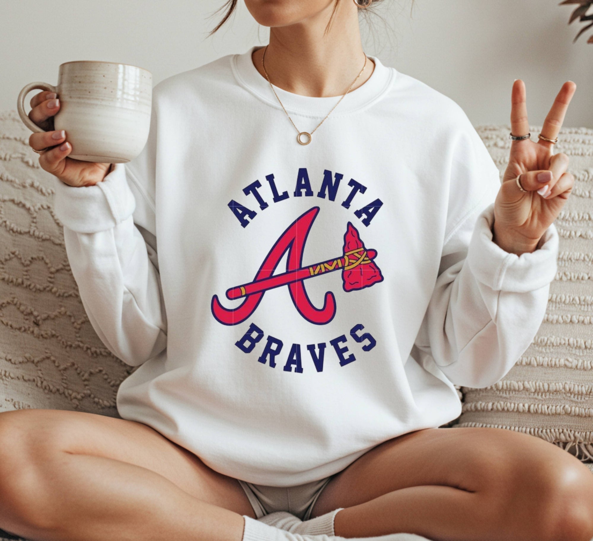 Atlanta Braves mlb logo Crewneck Sweatshirt Unisex