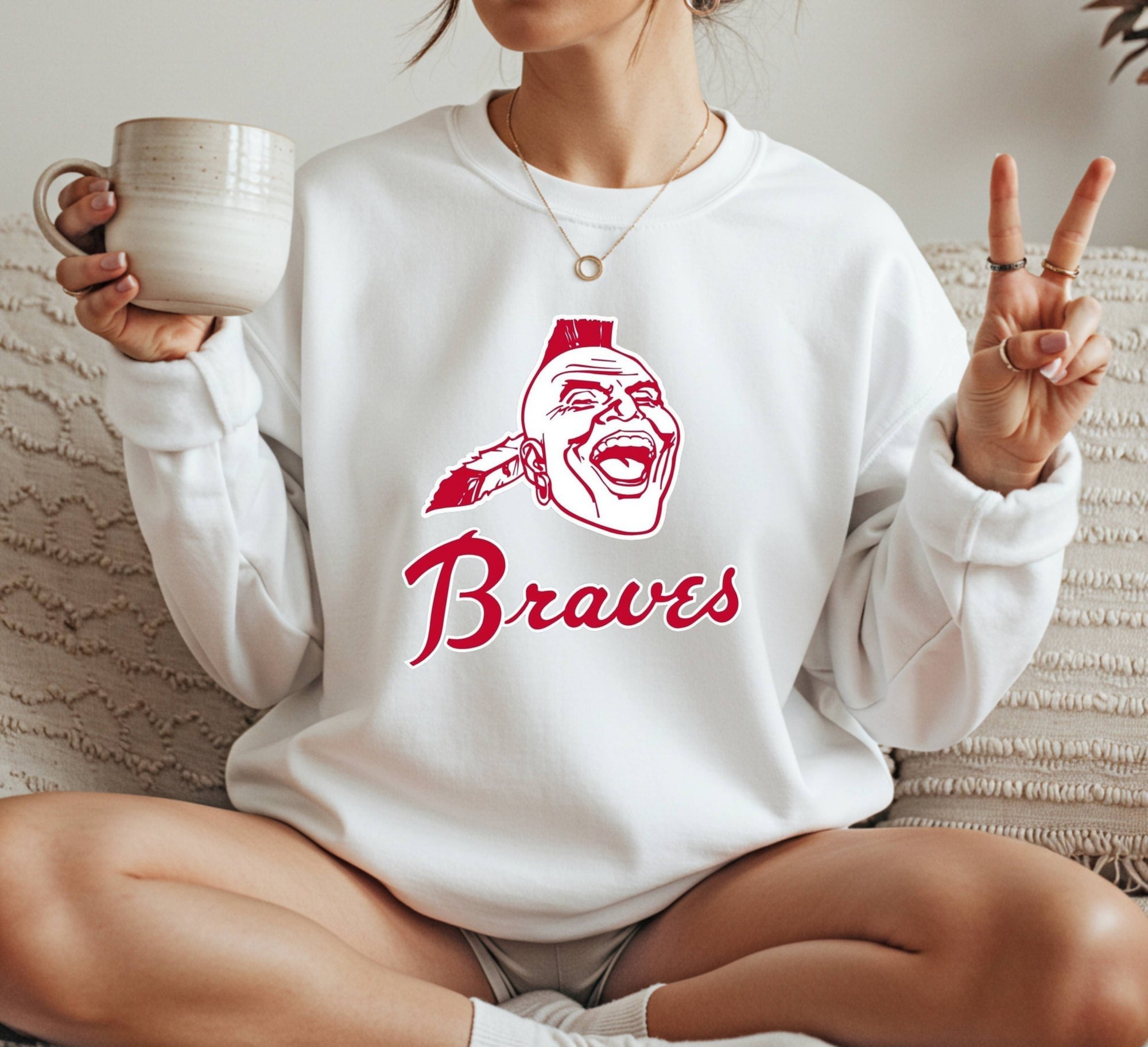 Atlanta Braves pattern Crewneck Sweatshirt Unisex