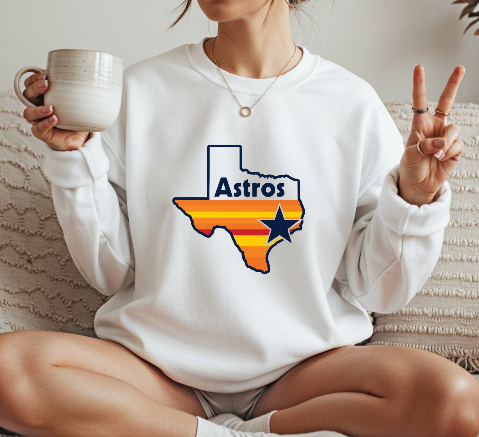 Houston Astros map design Crewneck Sweatshirt Unisex