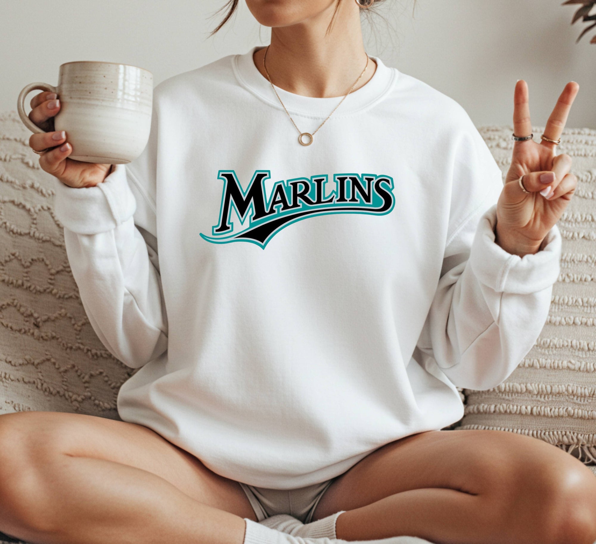 Miami Marlins black Crewneck Sweatshirt Unisex