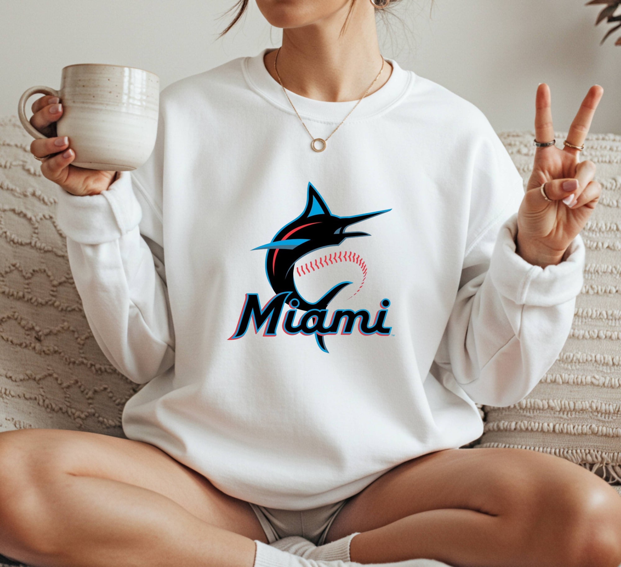Miami Marlins style Crewneck Sweatshirt Unisex