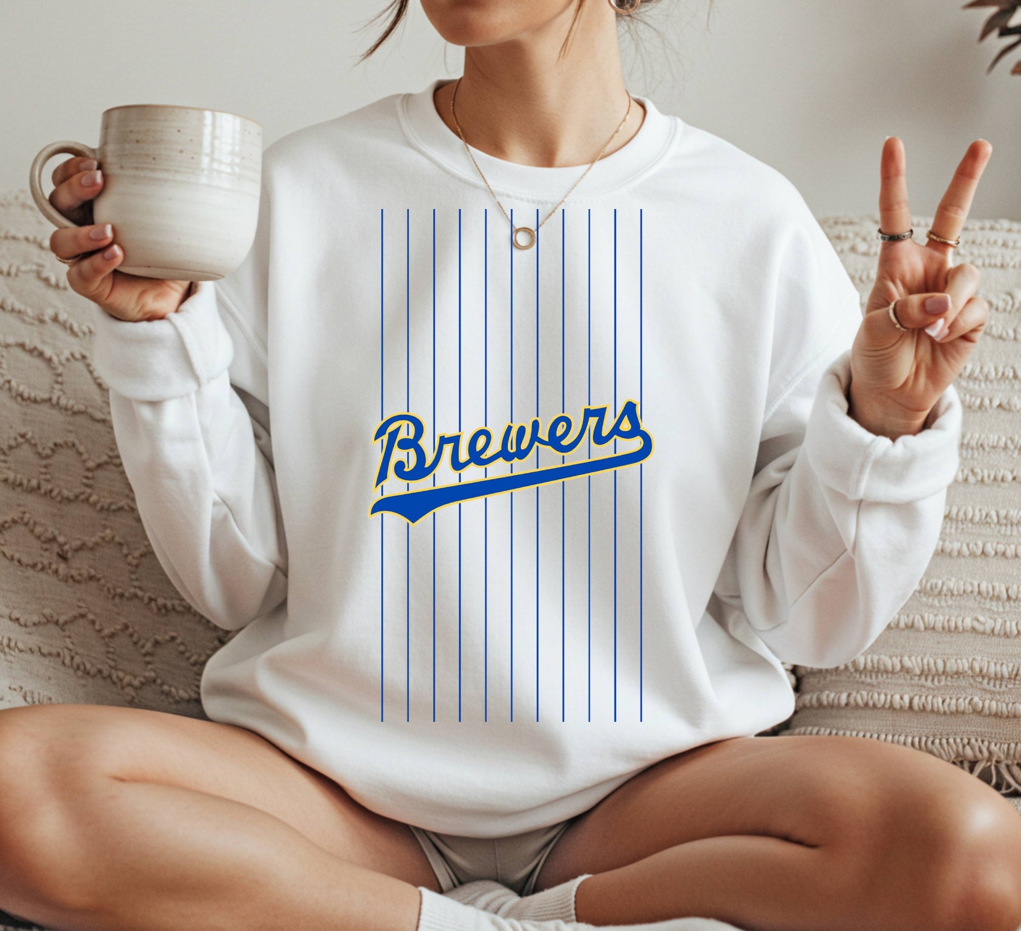 Milwaukee Brewers striped Crewneck Sweatshirt Unisex