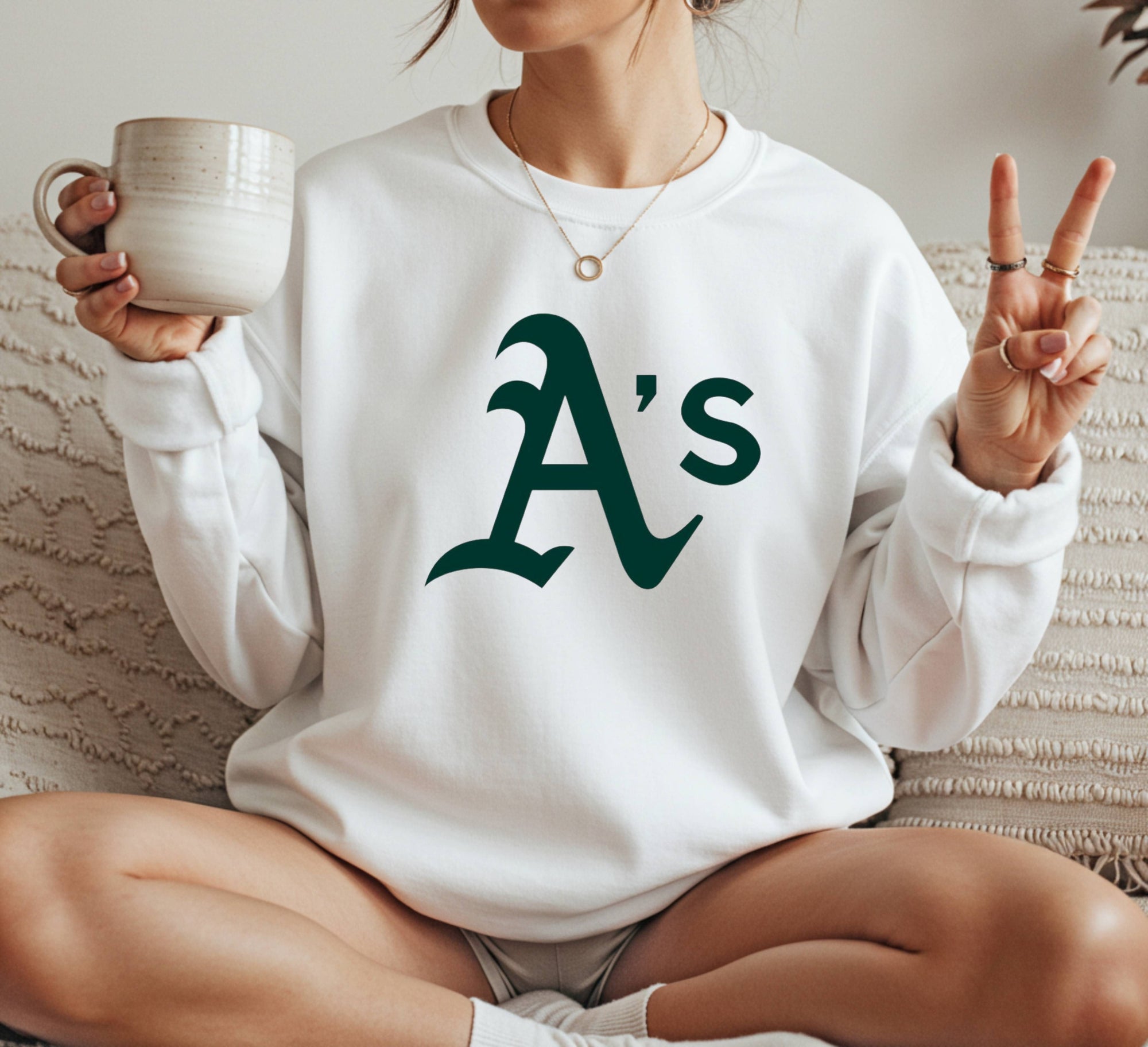 Oakland Athletics black Crewneck Sweatshirt Unisex