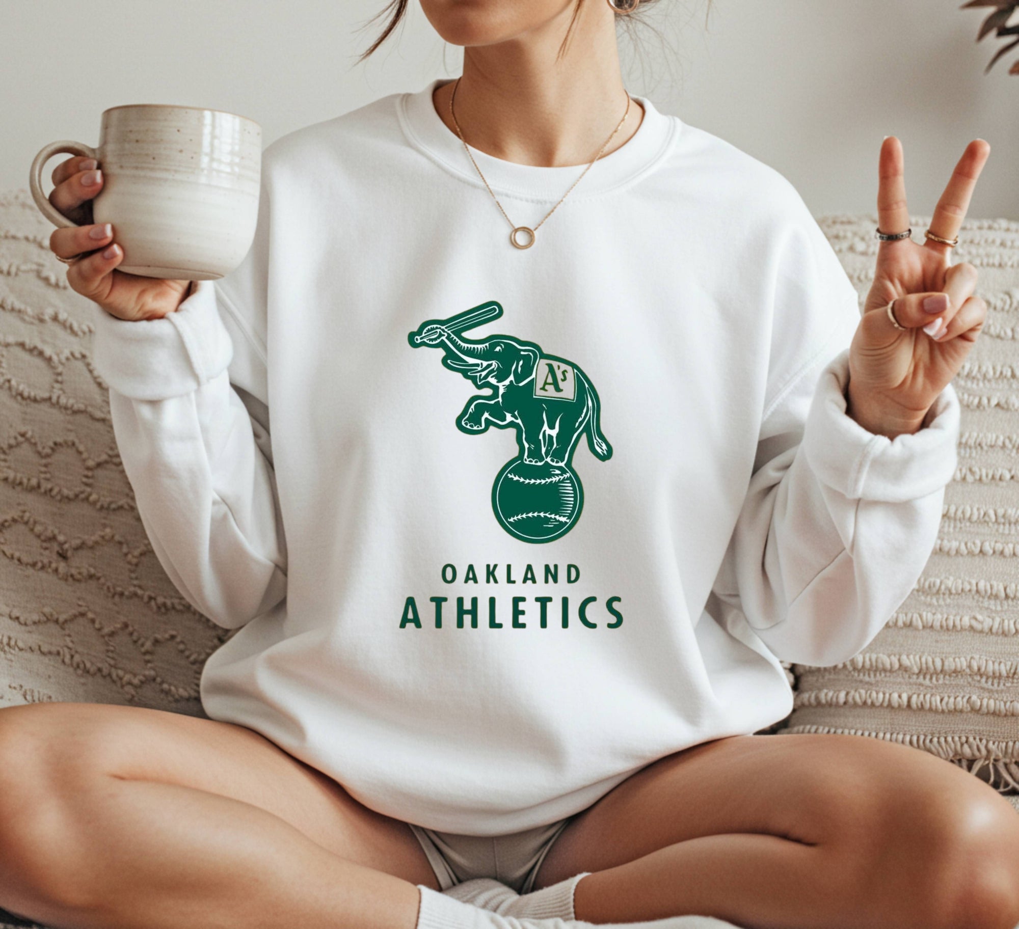 Oakland Athletics elephant Crewneck Sweatshirt Unisex