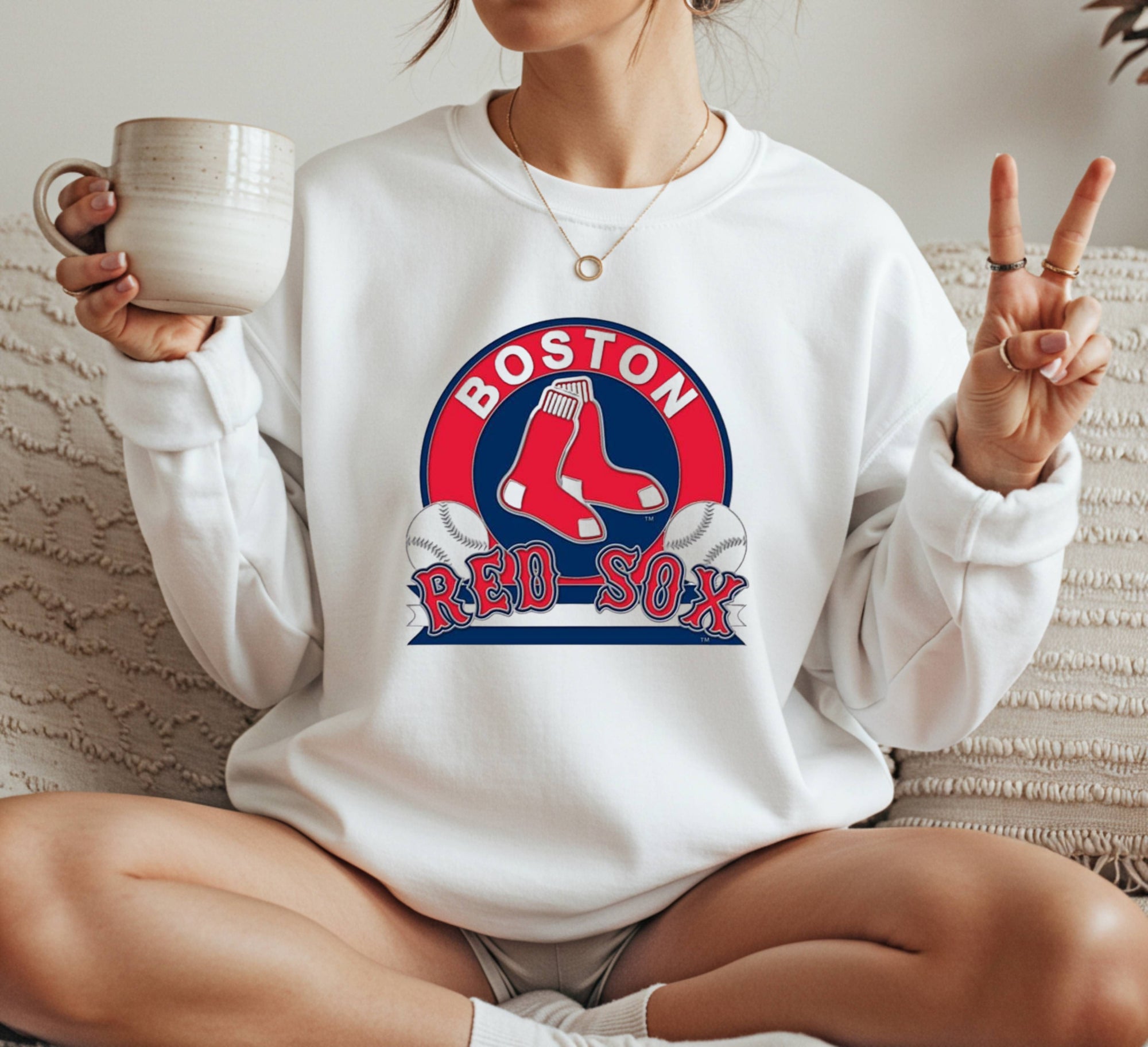 Red Sox pattern Crewneck Sweatshirt Unisex