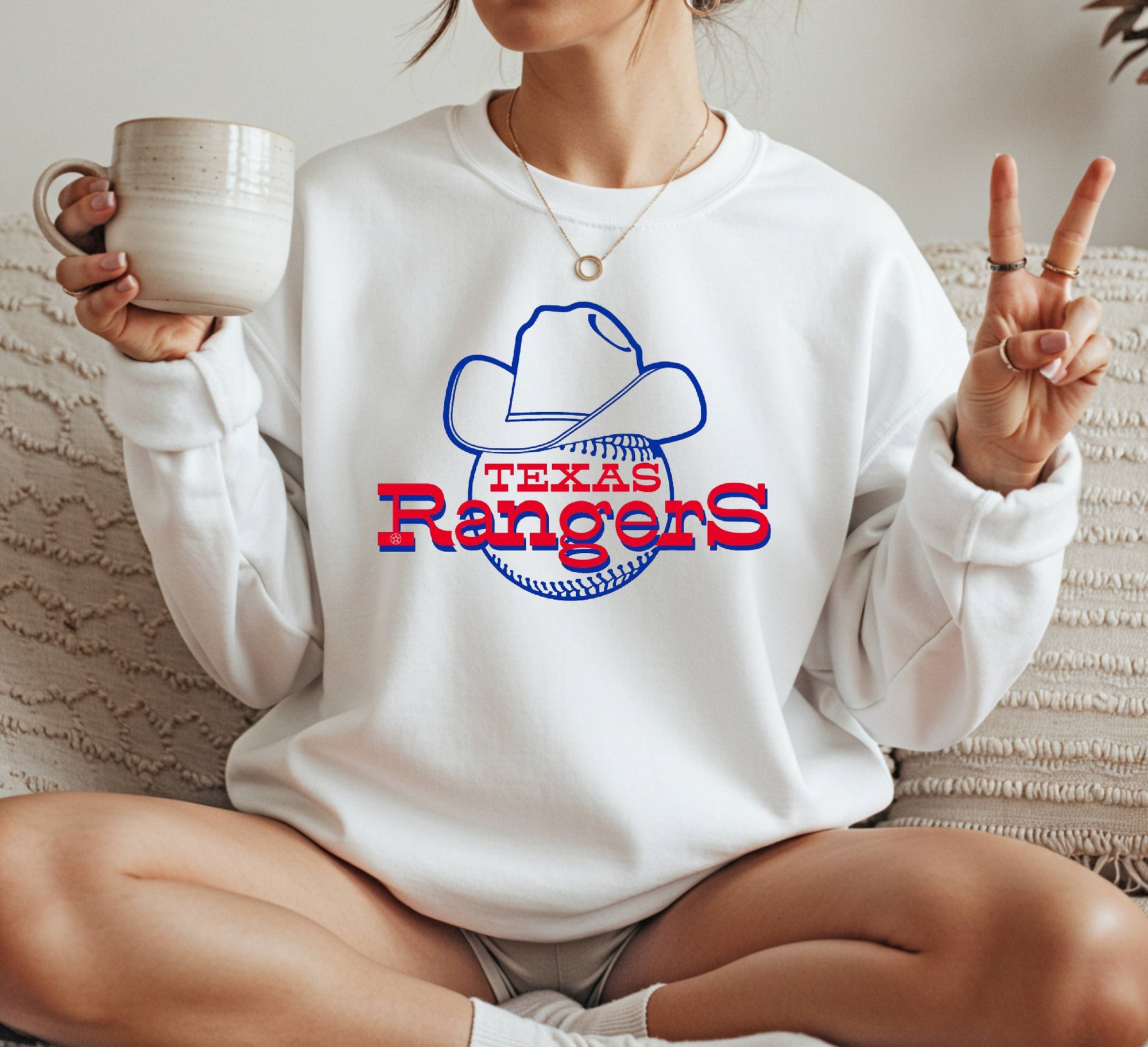 Texas Rangers hat Crewneck Sweatshirt Unisex