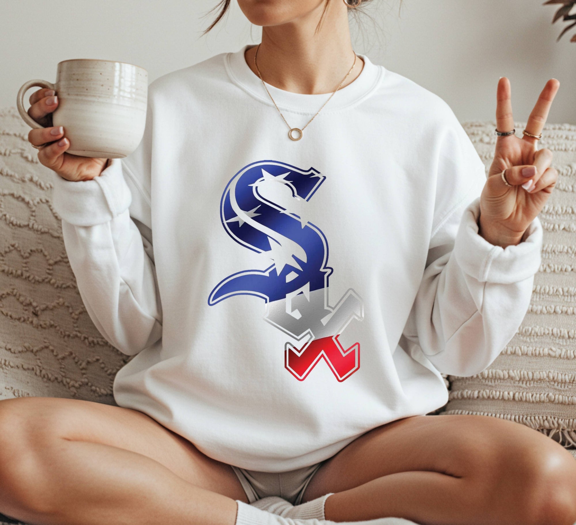 White Sox pattern Crewneck Sweatshirt Unisex